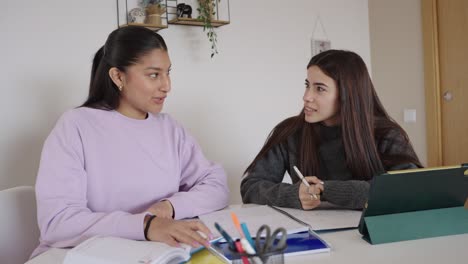two young women studying together