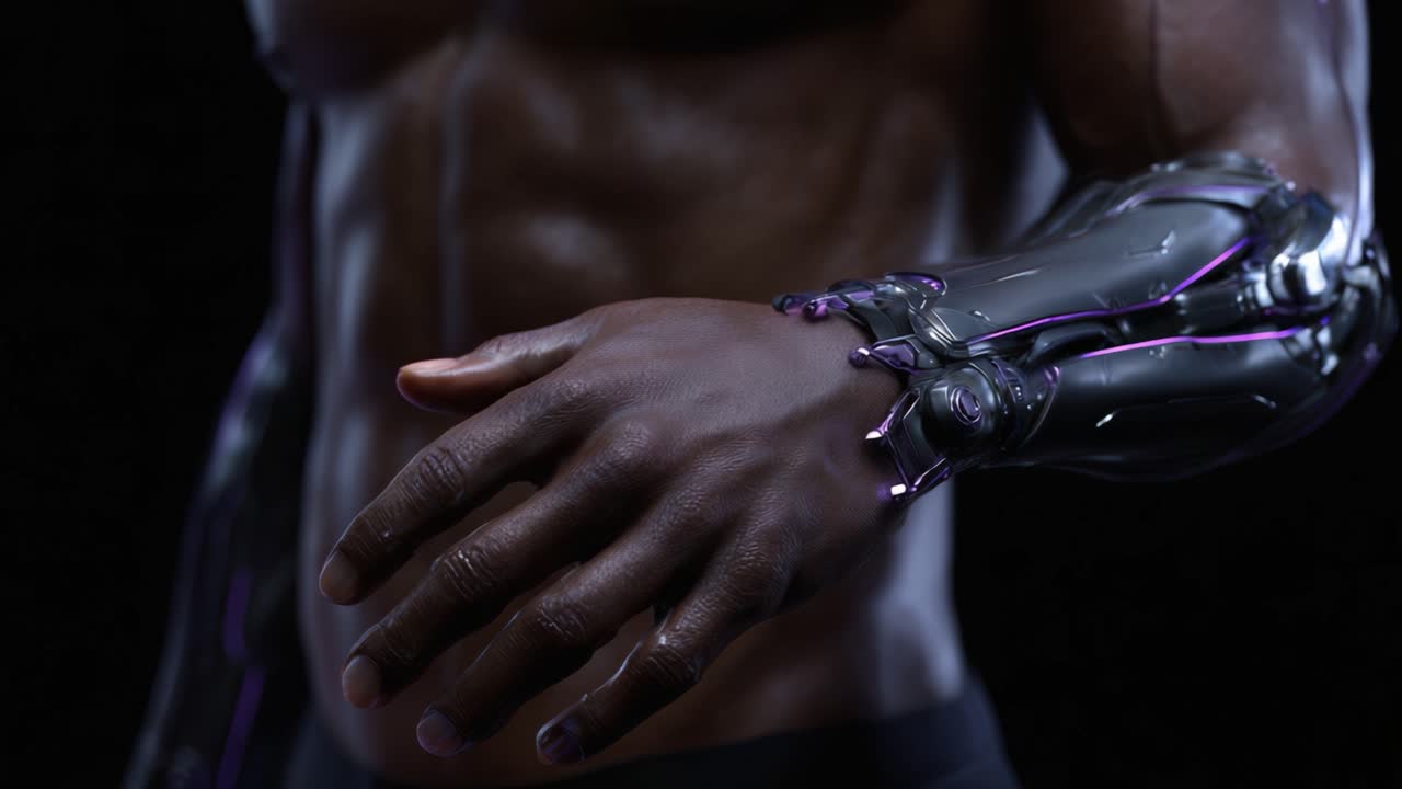 A Close-Up of a Futuristic Cybernetic Arm Highlighting Advanced Technology and Human Integration in a Stunning Visual Representation of Modern Robotics