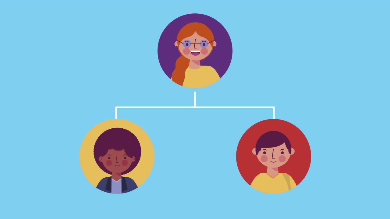 little students group characters animation