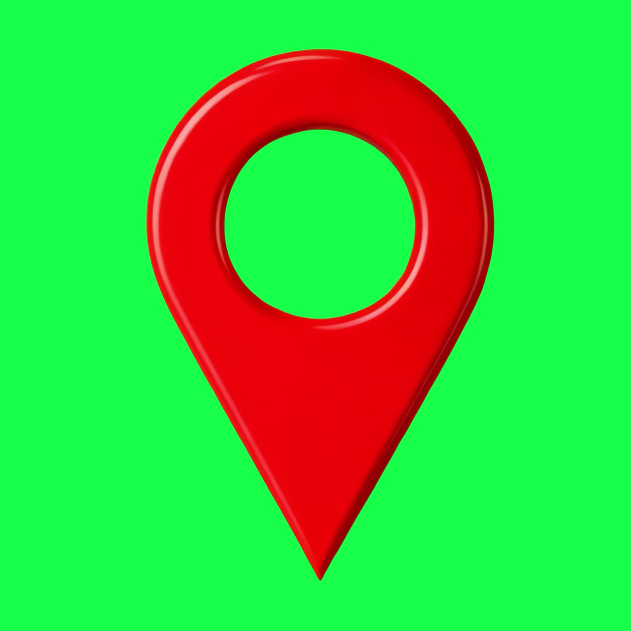Red location pin icon animation, transparent 4K video, green screen