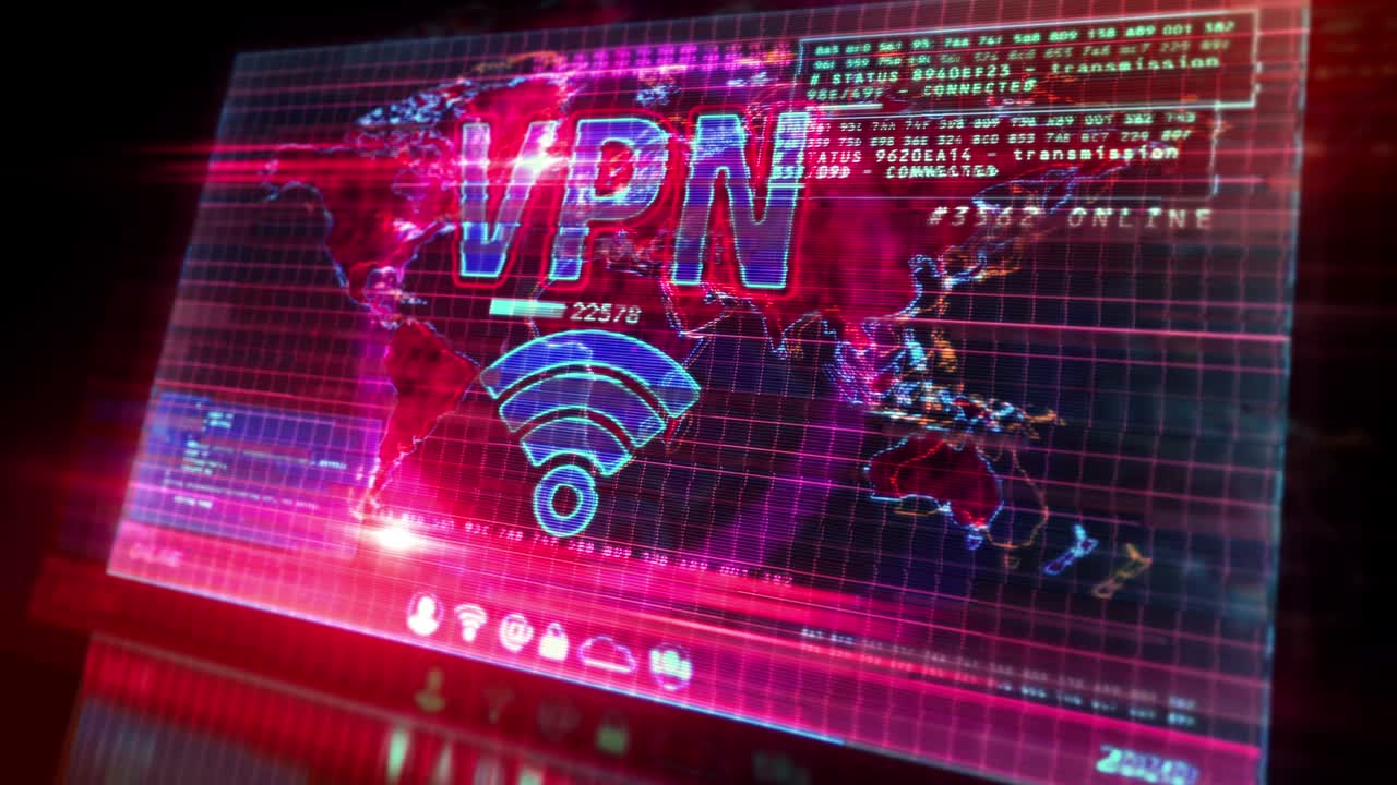 red vpn en la pantalla digital