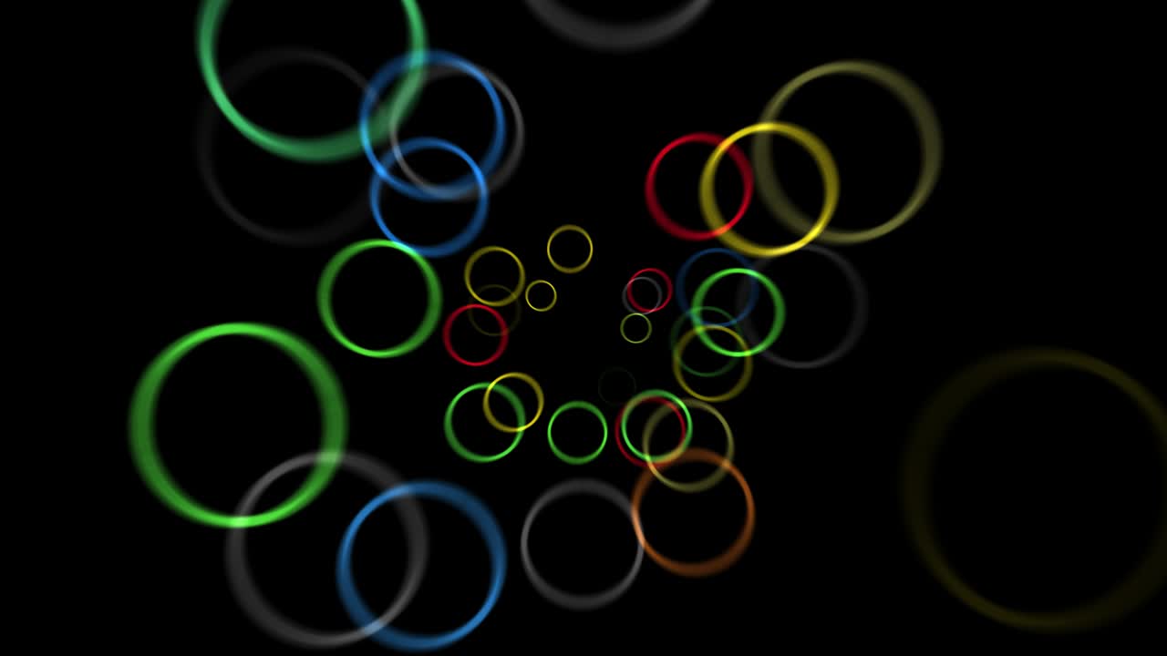 움직이기 위해 다채로운 반지의 모션 비디오 (검은 배경)