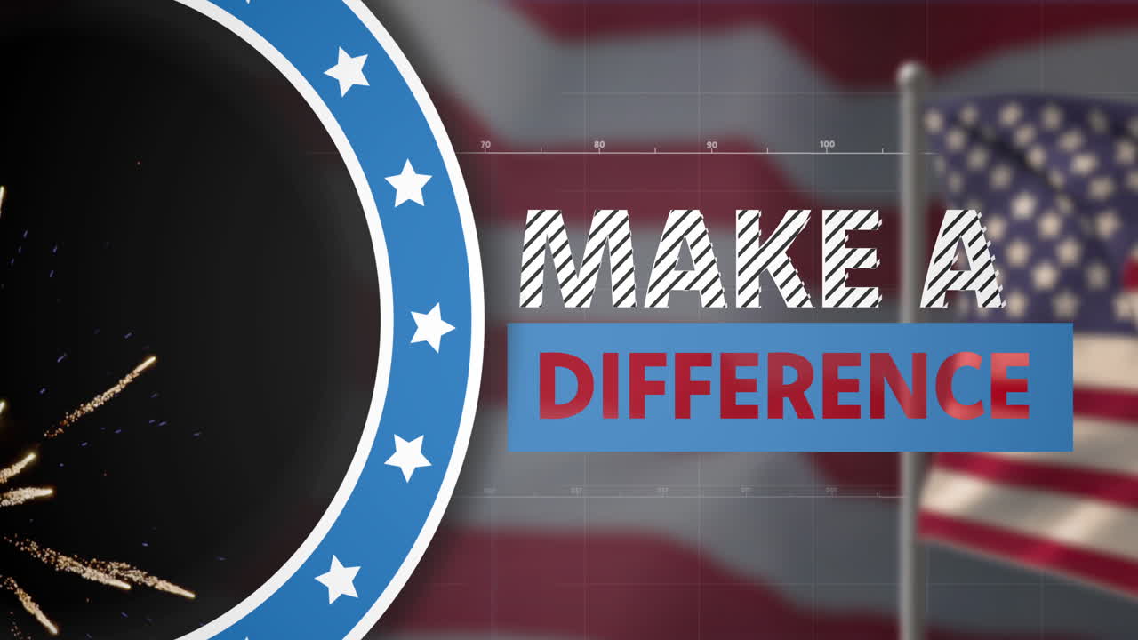 animación de hacer una diferencia texto sobre la bandera de los ee.uu.