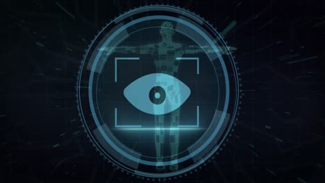 animation of eye icon and human body on black background