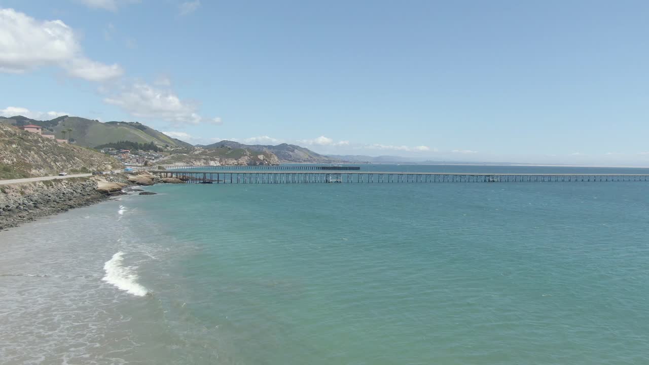 Stunning 4K drone flyover of Avila Beach, California. Captures the vibrant blue Pacific and the scenic Central Coast shoreline in high detail