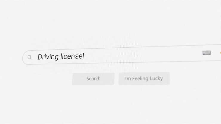 Searching for Driving license on Internet browser