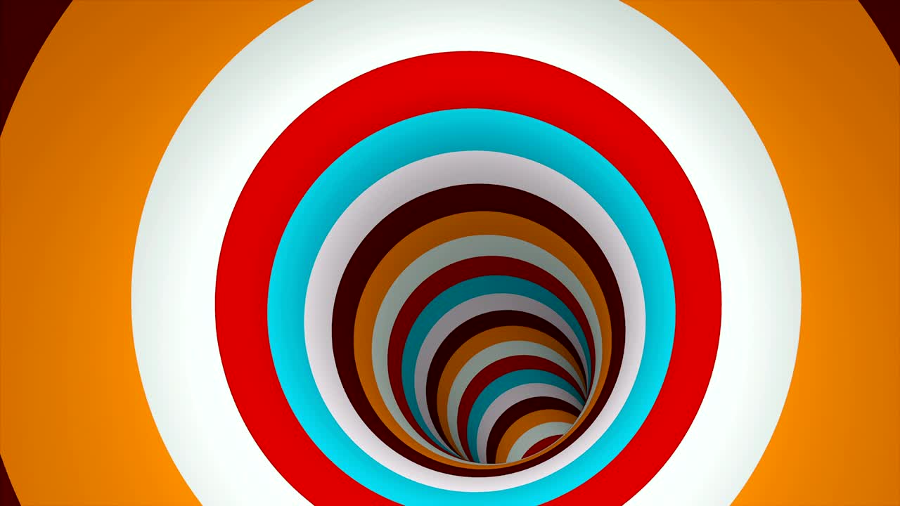Tunnel astratto a spirale in stile cartone animato, imitazione di un viaggio nell'universo, sfondo generato al computer, rendering 3D.