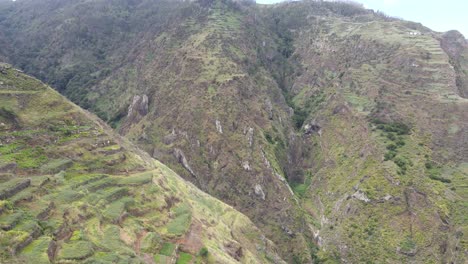 aerial drone footage showing a lush, green valley in madeira island