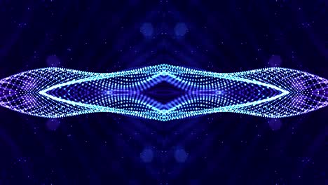 4k looped sci-fi 3d abstract animation. glow blue particles form lines, symmetrical structures like in microworld or cosmic space. for holiday presentations, ceremonies as vj loop motion design