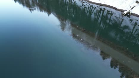 Obersee-Glarus,-Suiza-Carretera-Inundada-Con-Pájaros-Disfrutando-Del-Lago