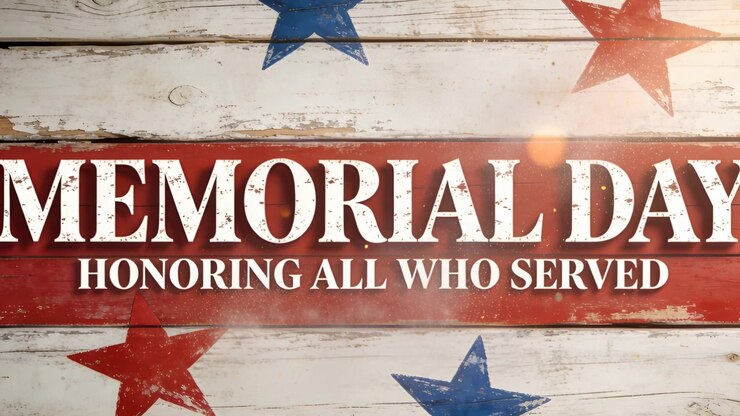 Shifting flare causing MEMORIAL DAY and HONORING ALL WHO SERVED popping, scaling on red band, stars