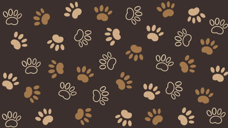 animal pattern dog paw print on brown background. loop simple animation.