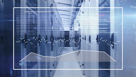 Animation-of-interface-with-data-processing-against-computer-server-room