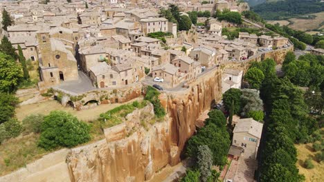 drone view of orvieto in italy - medieval town perched atop golden cliffs, 4k