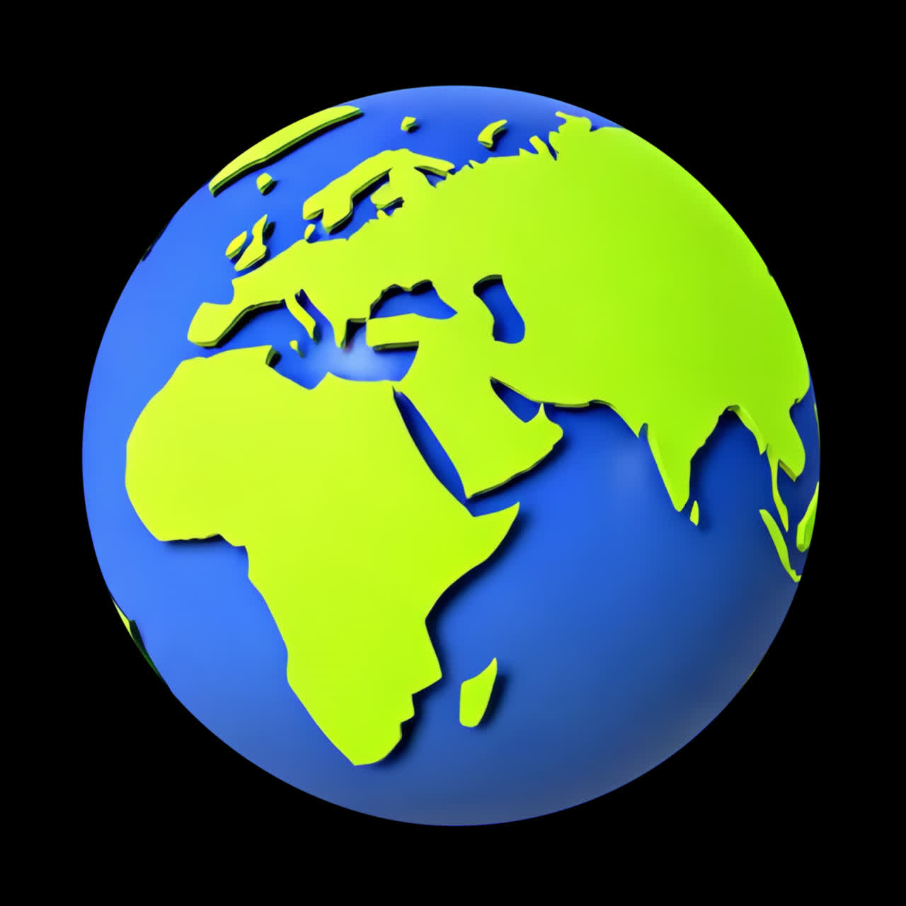 Colorful 3D globe illustration animation isolated asset, transparent 4K video, alpha channel, ProRes