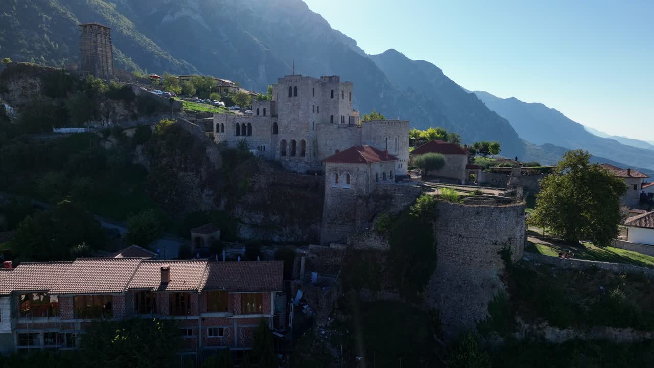 Fortress of Krujë (Kruja Castle) Albania Perched above the City AERIAL