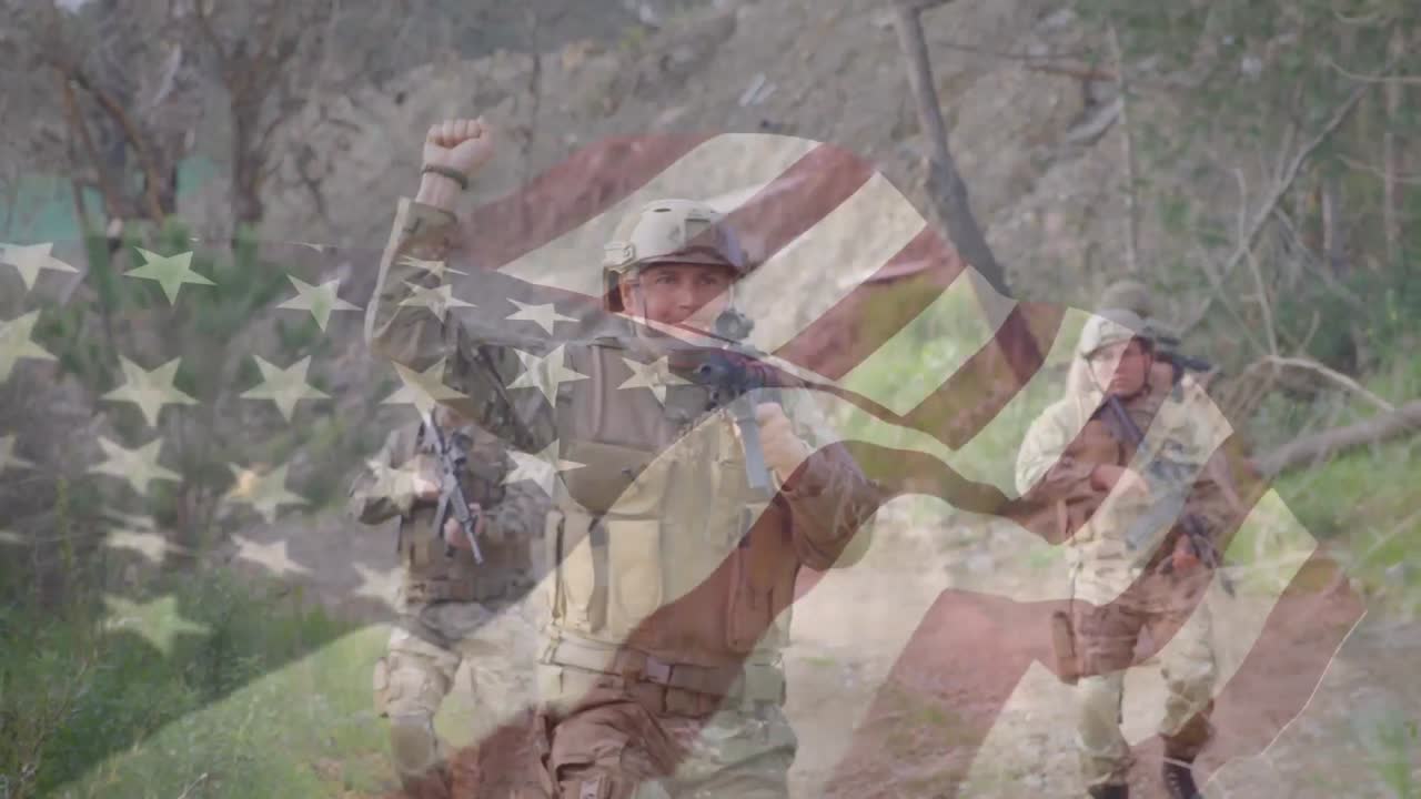 다양한 병사 들 위 에 있는 미국  ⁇ 발 의 애니메이션