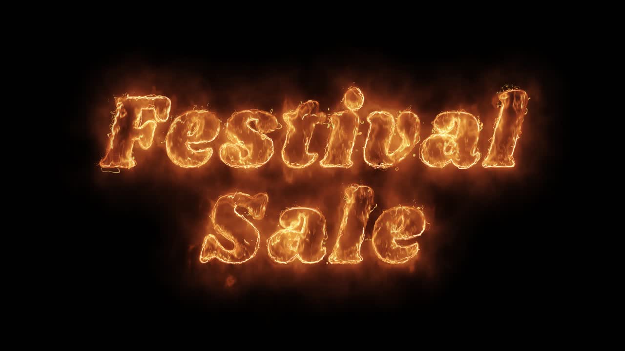 palabra de venta de festival animada caliente ardiendo fuego realista bucle de llama