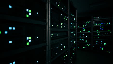 data center illuminated by neon lights creates an atmosphere of innovation