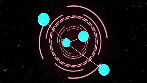 animation of scope scanning over network of connections on black background