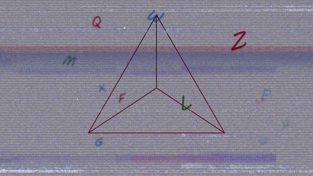 animación del procesamiento de datos, letras y figuras geométricas