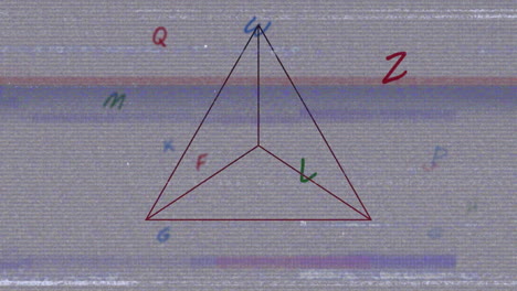 animation of data processing, letters and geometric figure
