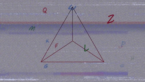 animación del procesamiento de datos, letras y figuras geométricas