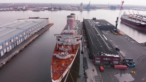 ss united states retired ocean liner docked in south philadelphia aerial