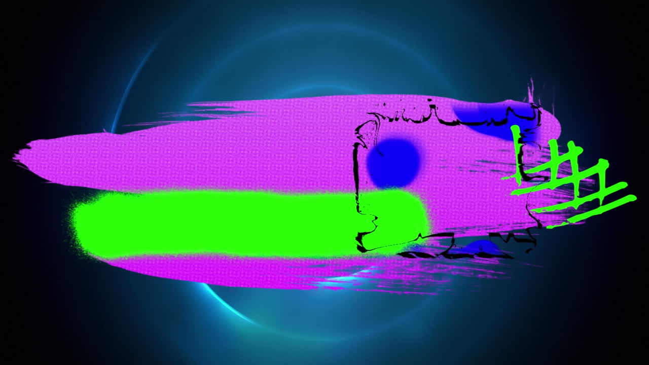 animación de formas abstractas coloridas sobre círculos azules