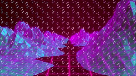 animación de formas en movimiento paisaje digital colorido en movimiento cuadrícula colorida