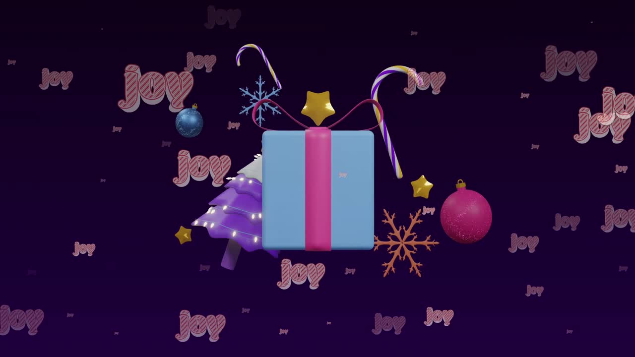 Animazione di testo di auguri di Natale e decorazioni