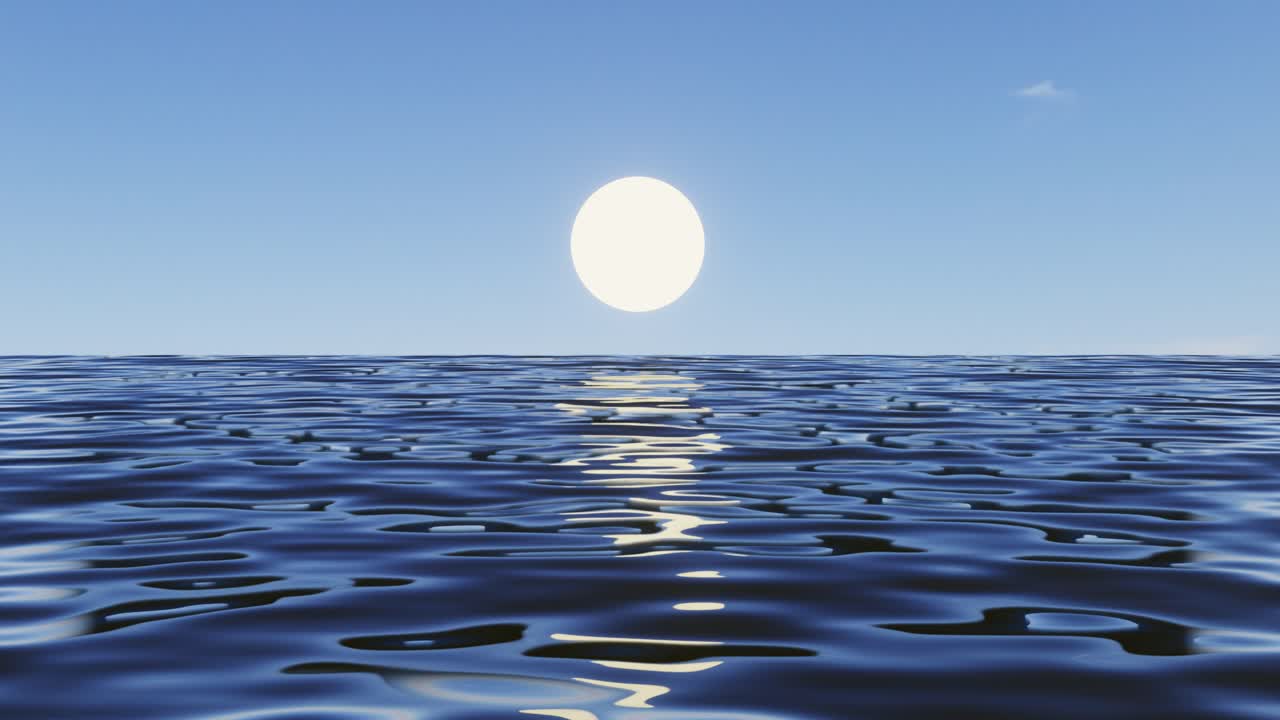 큰 구를 가진 추상적인 바다 장면