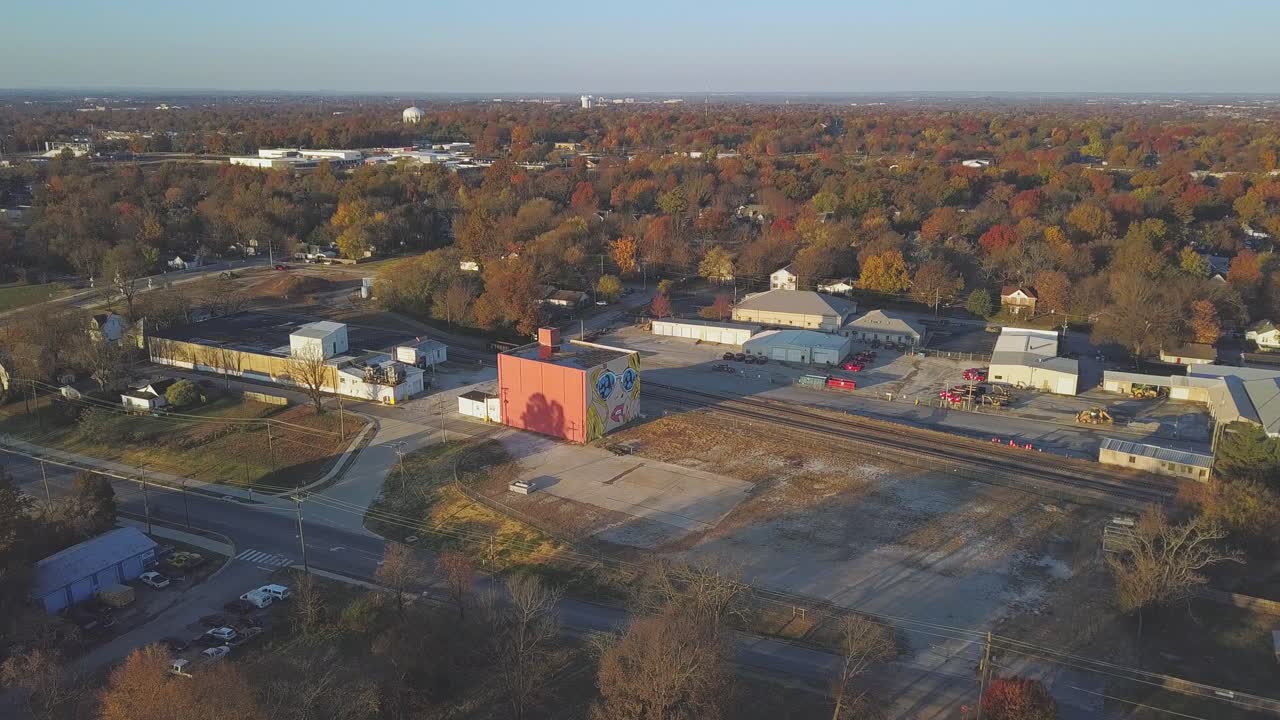 aerial footage of pop culture influence in downtown renovation