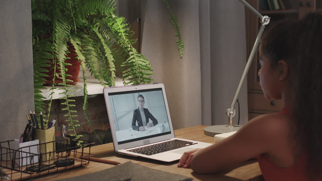 Afro Girl Having Online Lesson From Home