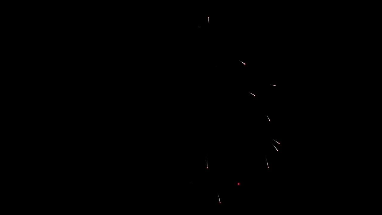 Multi color fireworks explosion display sky night animation alpha green screen for birthday