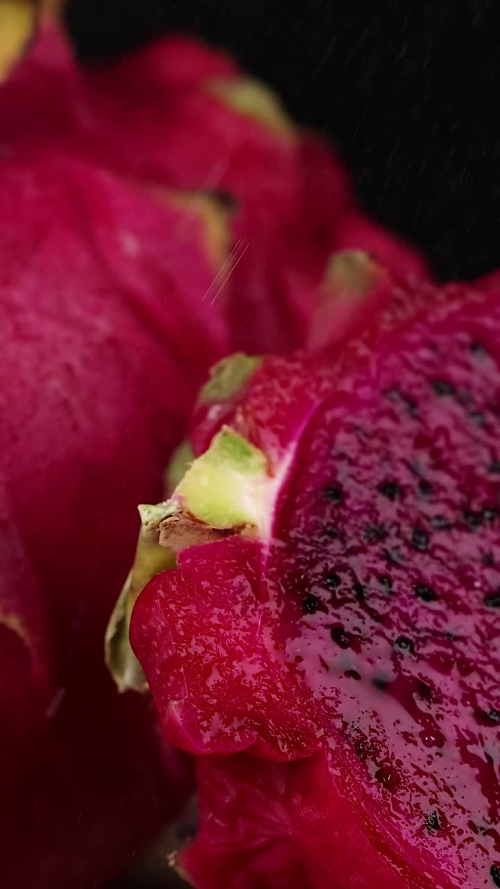 활기찬 드래곤 과일 조각의 상세한 시각