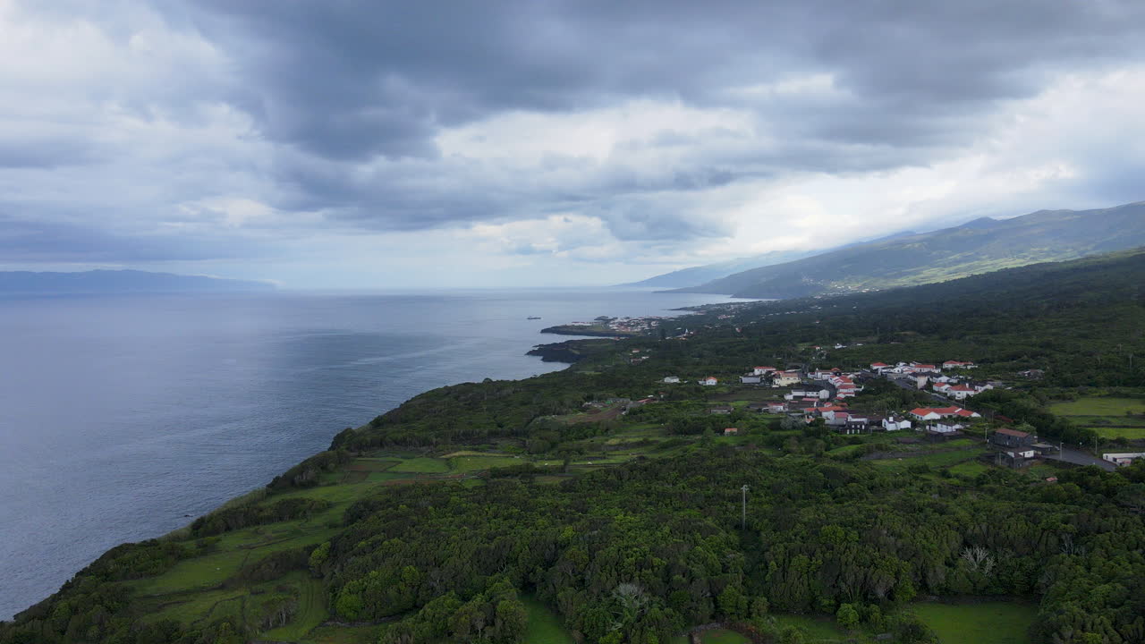 Aerial view of the amazing Pico Island in Azores, Portugal