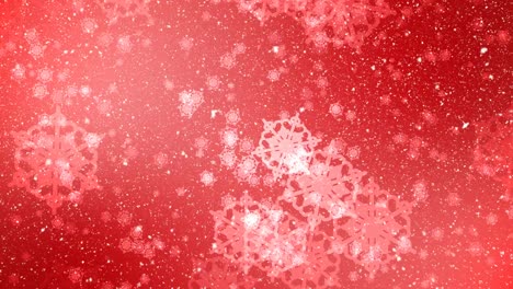 Digital-animation-of-snowflakes-against-red-background-4k
