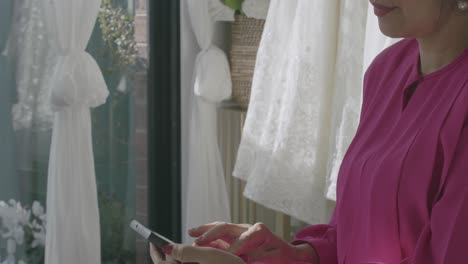 the woman is preparing for her wedding on the big day