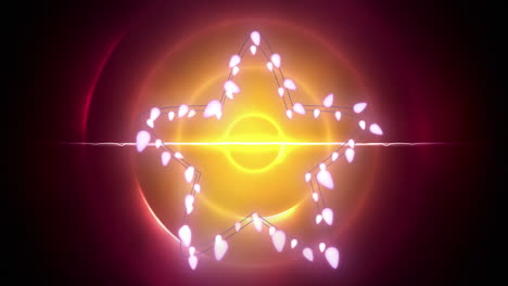 animación de decoración de navidad luces de hadas con espacio de copia sobre círculos amarillos