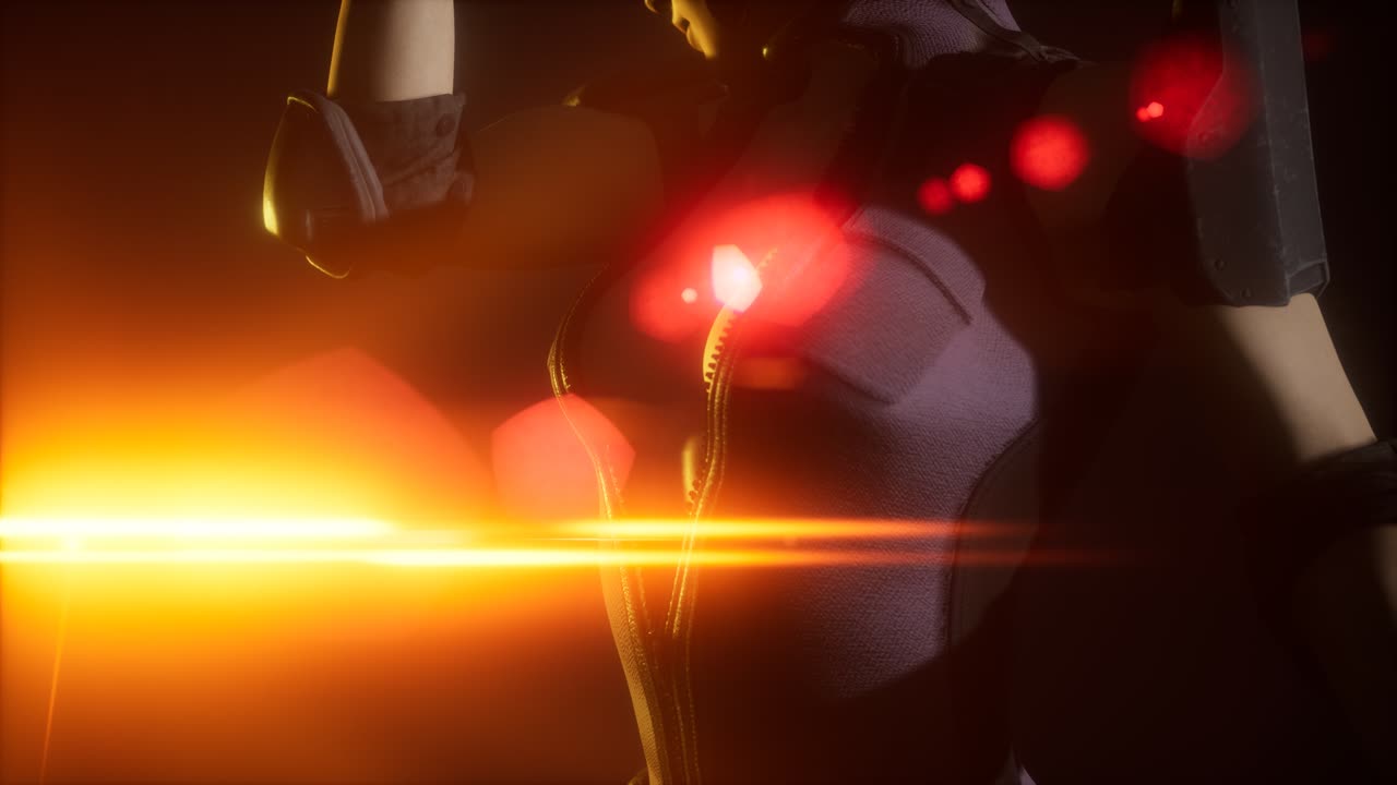 mujer joven cyberpunk, estilo futurista