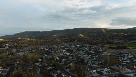 heber, utah at dawn - pushing in aerial view