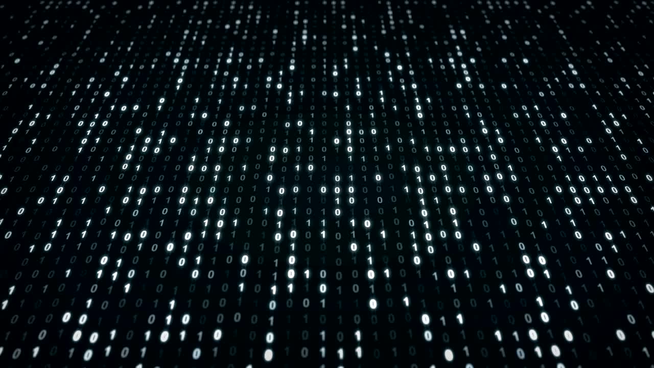 Abstract Futuristic Digital Cyberspace with Binary Code Digits Blue Animation Matrix Background