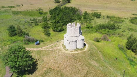 medieval stone church of st. nicholas (sveti nikola) from 12th century near nin, dalmatia, croatia