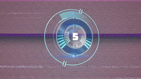 animación de la cuenta atrás, el escaneo del alcance y el procesamiento de datos en pantalla