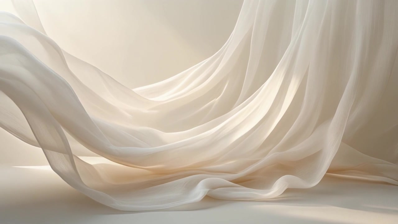 Soft White Fabric Flowing in Gentle Breeze