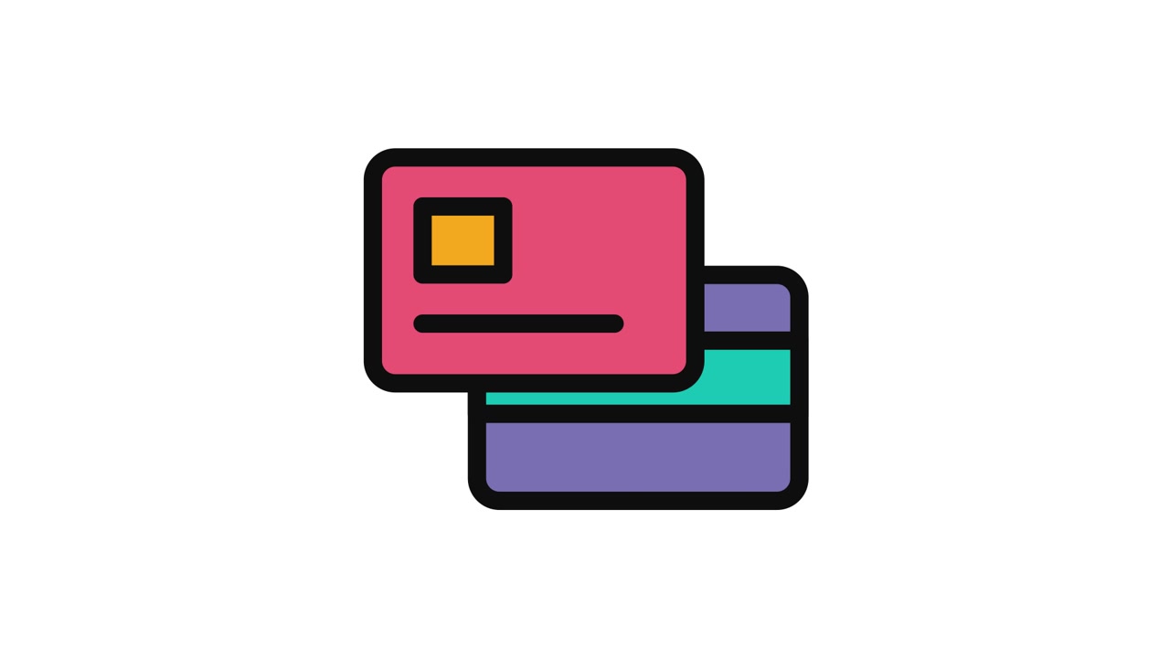 Animated Icon of Two Colorful Credit Cards for Payment