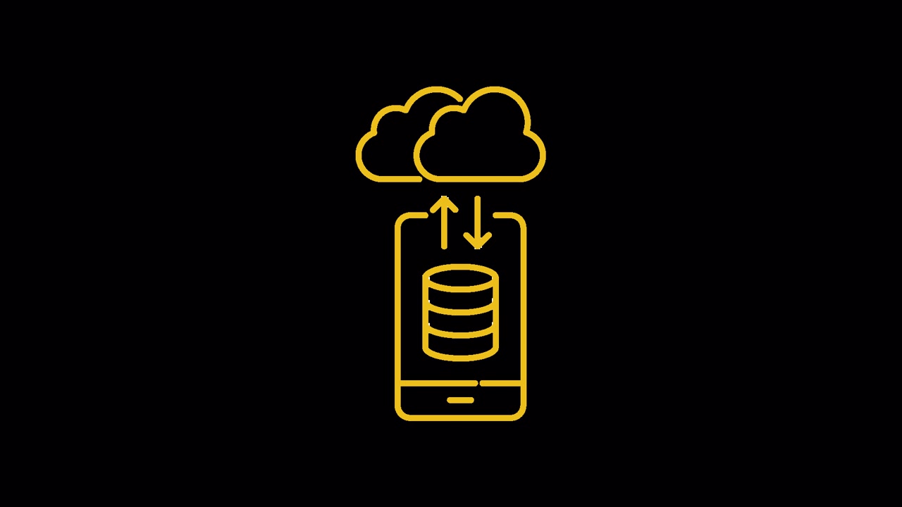 Animated Icon of Smartphone Database Syncing with Cloud