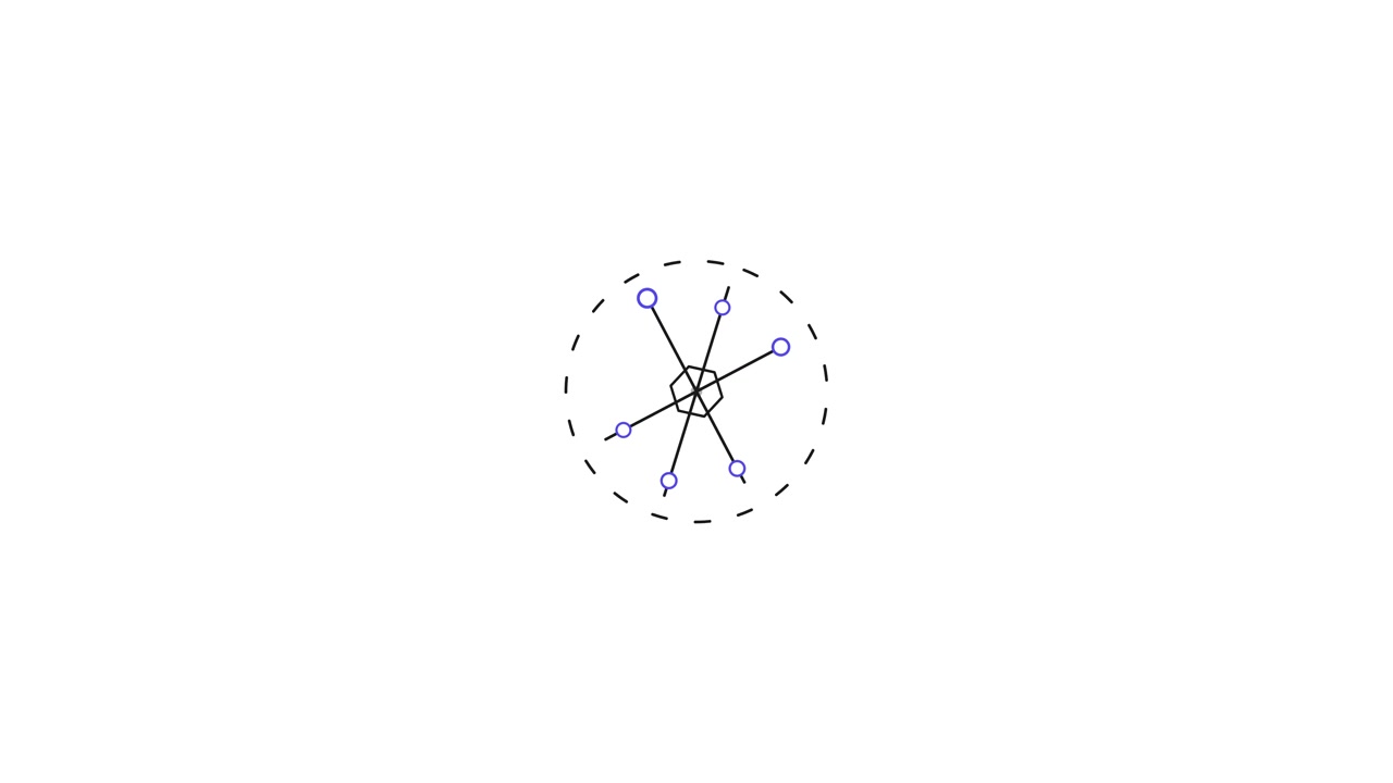 Animated Hexagon Network Diagram Expanding and Contracting