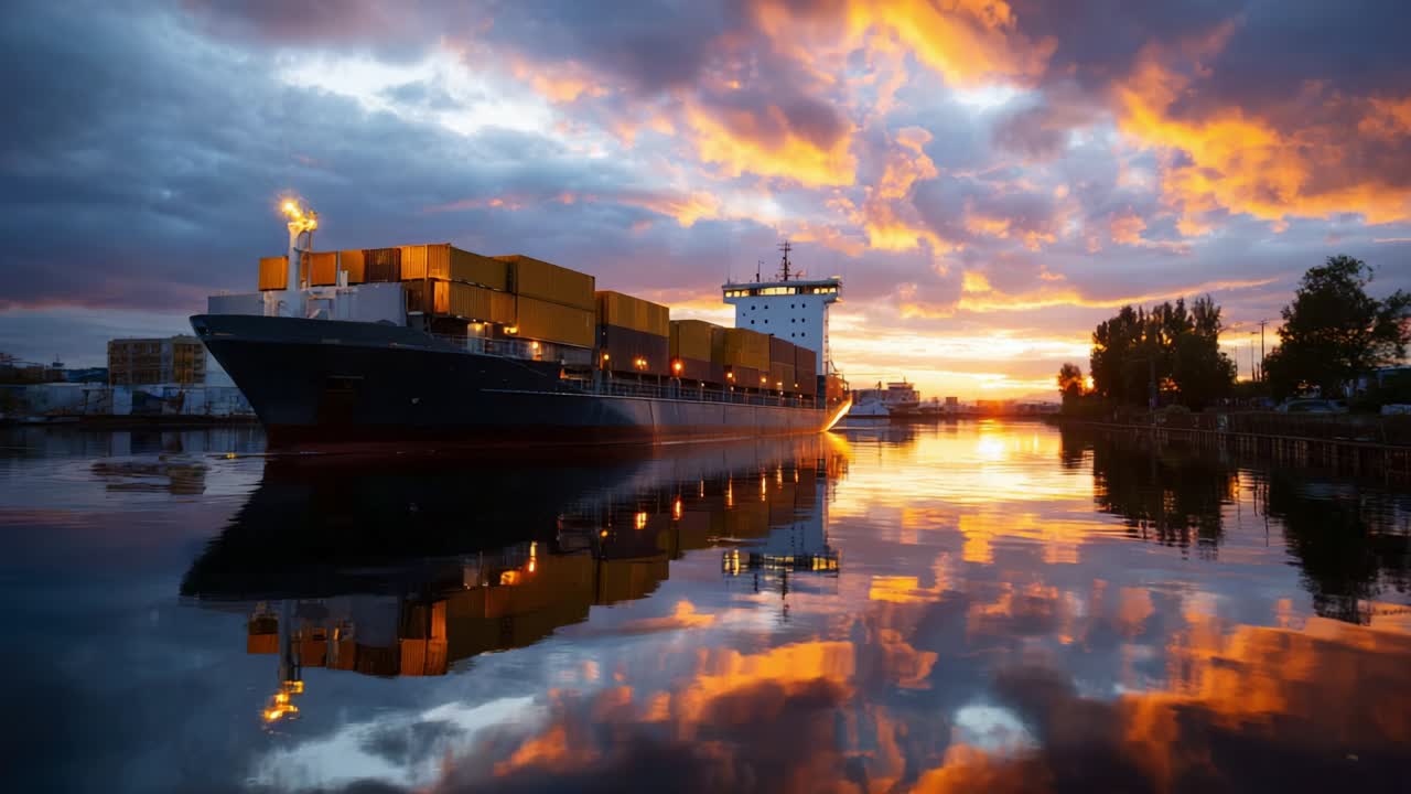 Container Ship at Sunset